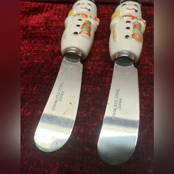 6 Vintage Snowmen butter spreads - Picture 2 of 4